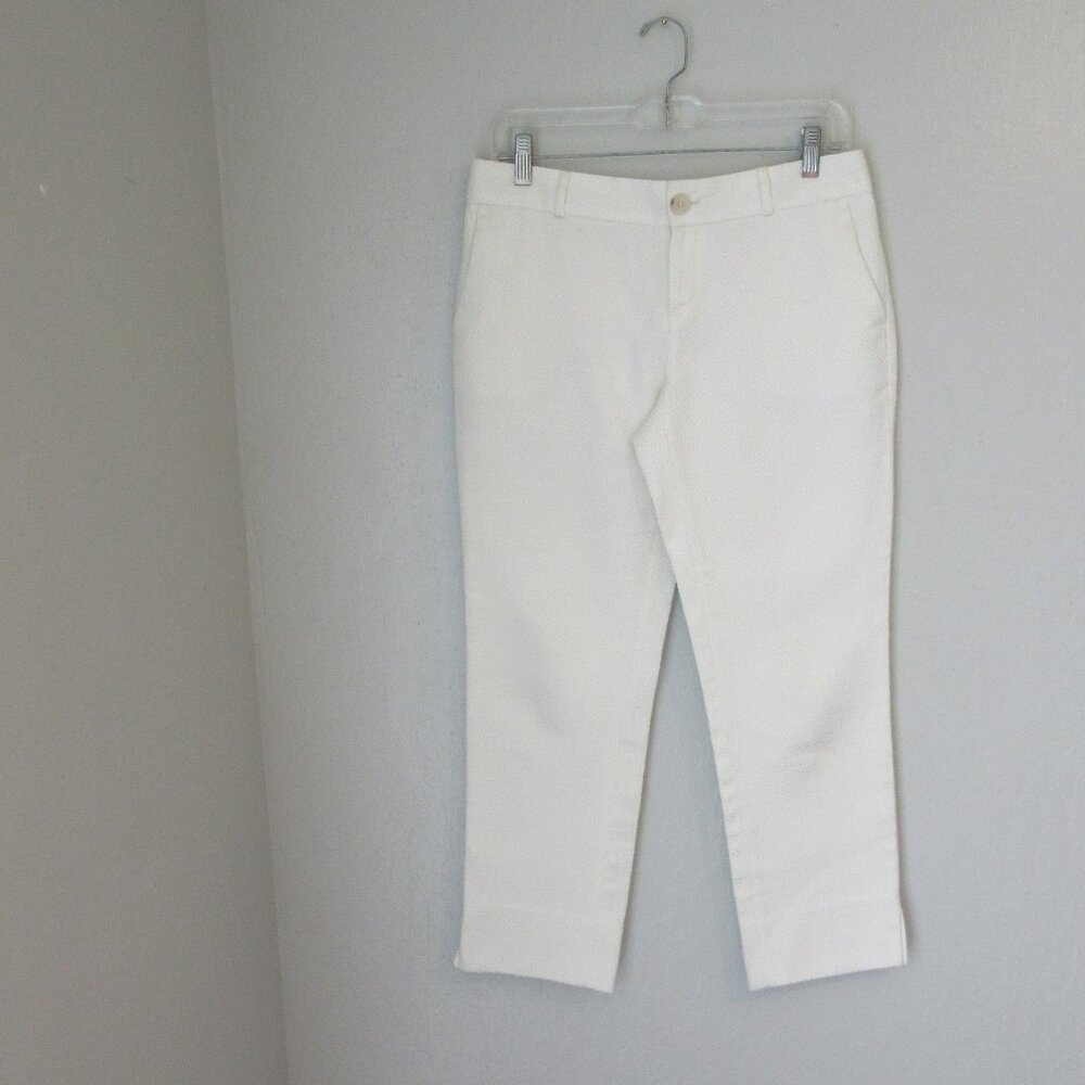 Banana Republic White Pebbled 4P Ankle Slacks Pockets